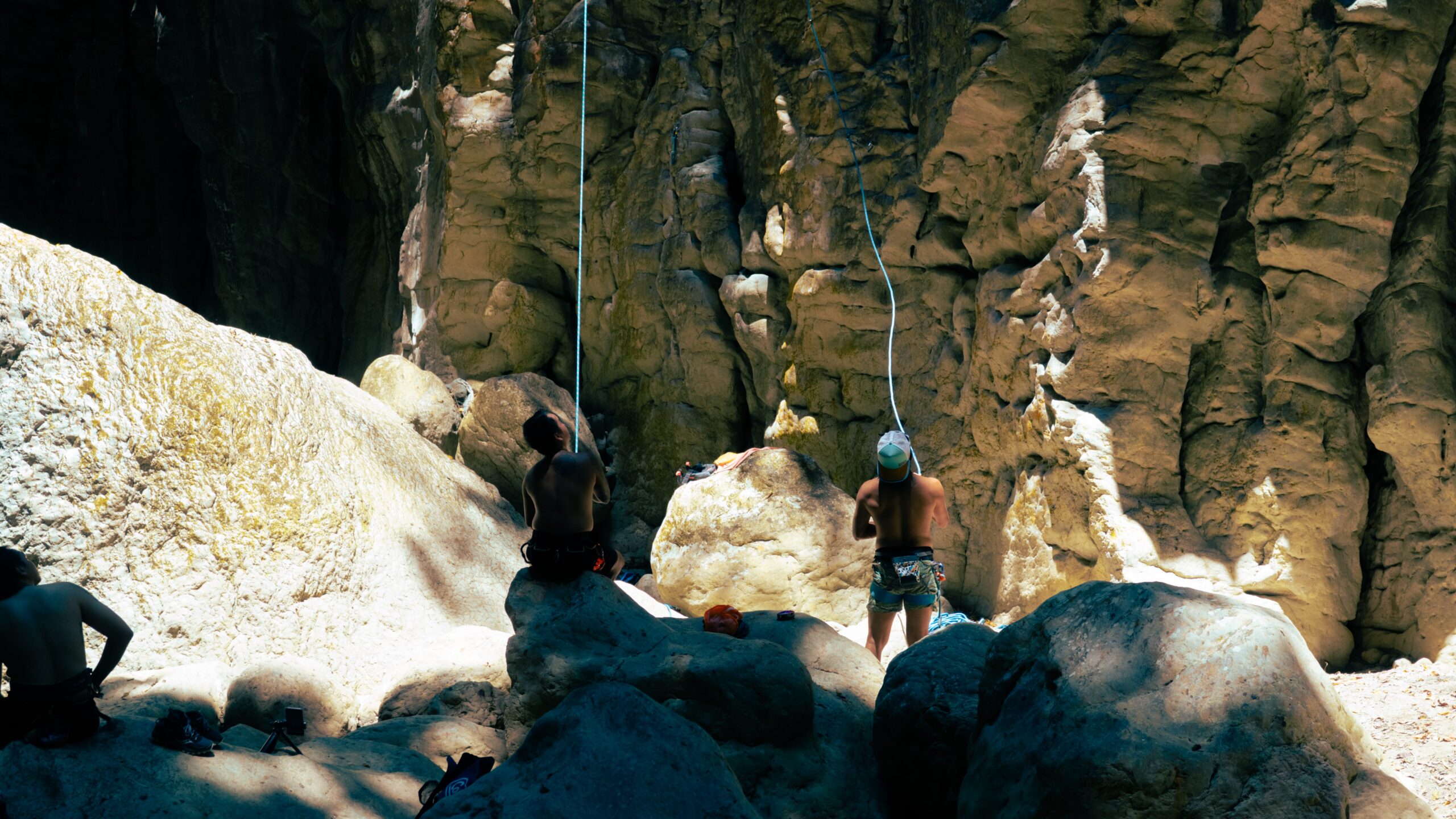 belayers at a crag