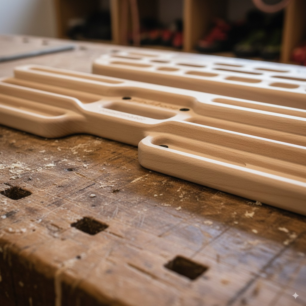 hangboards laying on workbench